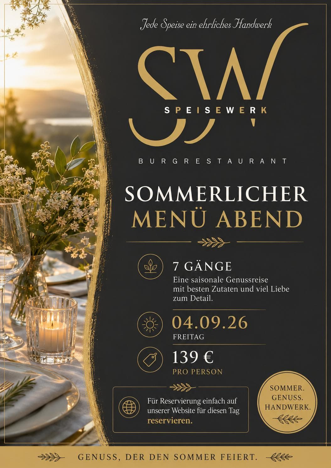 Sommerlicher Menü-Abend – Freitag, 4. September 2026
